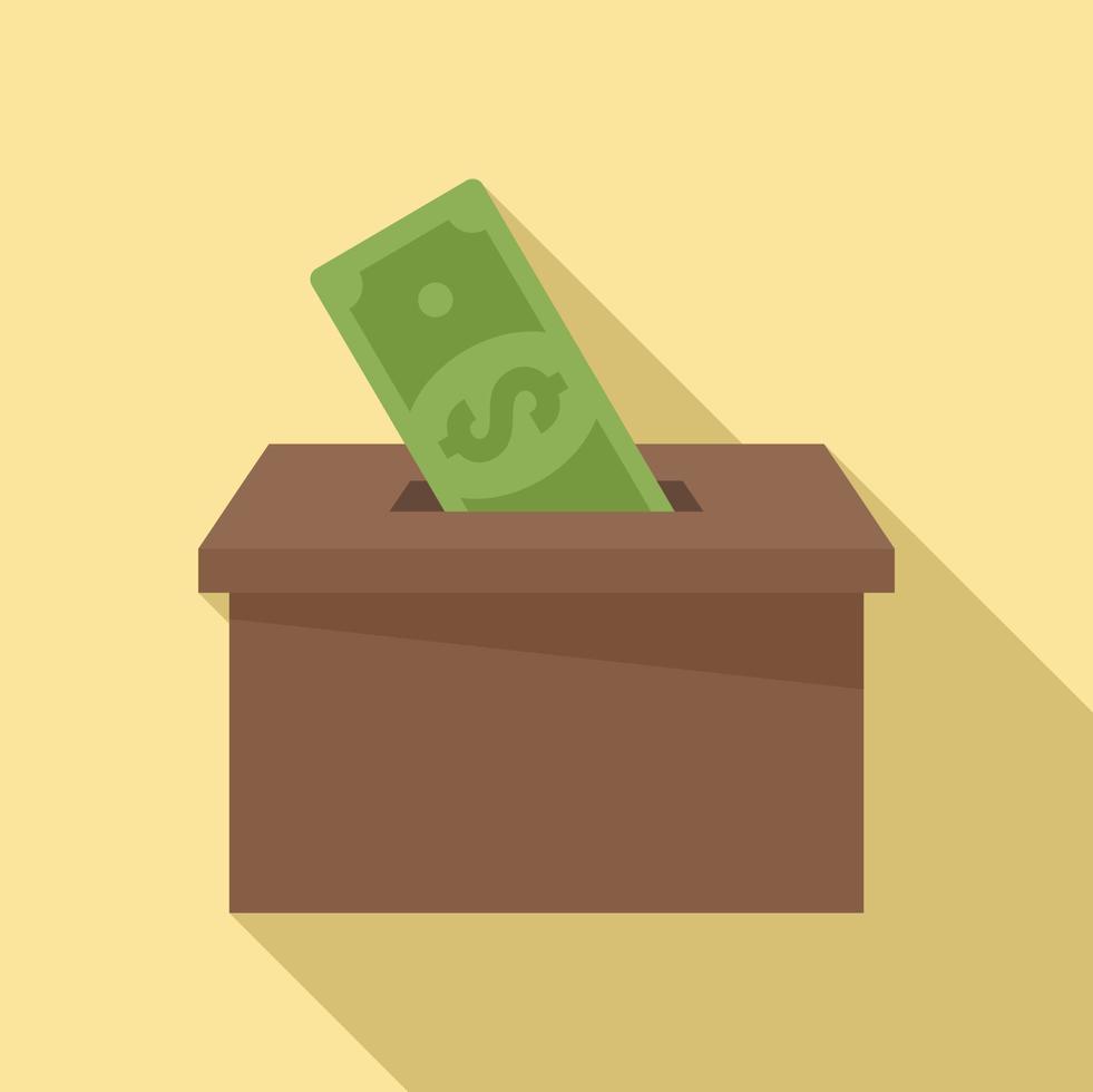 Money box donation icon, flat style vector