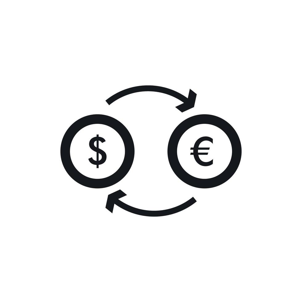 euro, dólar, euro, cambio, icono, simple, estilo vector