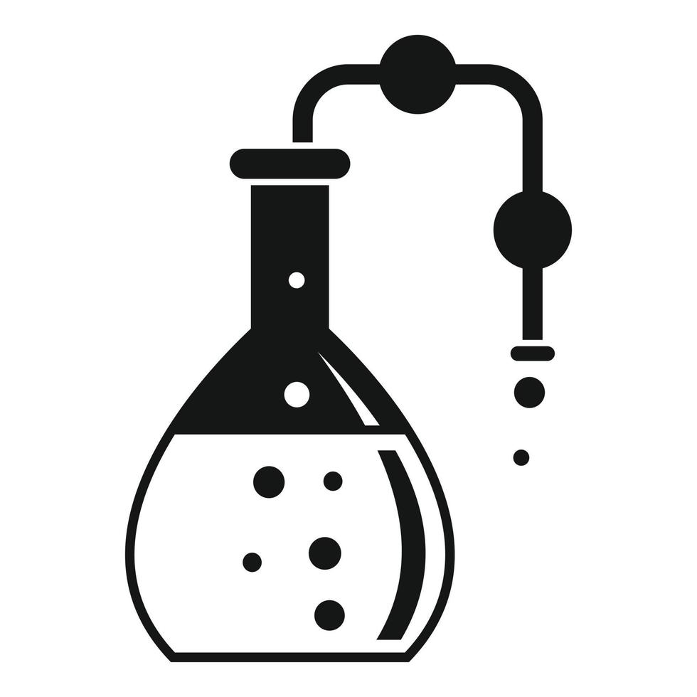 icono de matraz de laboratorio de tuberías, estilo simple vector