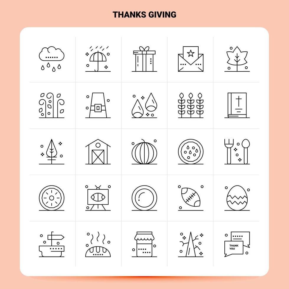 OutLine 25 Thanks Giving Icon set Vector Line Style Design Black Icons Set Linear pictogram pack Web and Mobile Business ideas design Vector Illustration