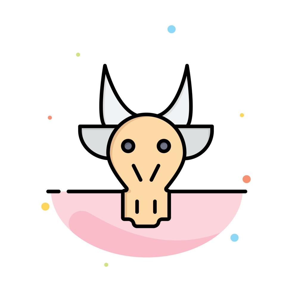 adorno animales toro indio cráneo abstracto color plano icono plantilla vector