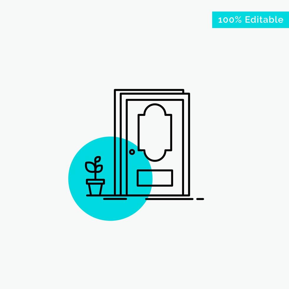 Door Closed Wood Plant turquoise highlight circle point Vector icon