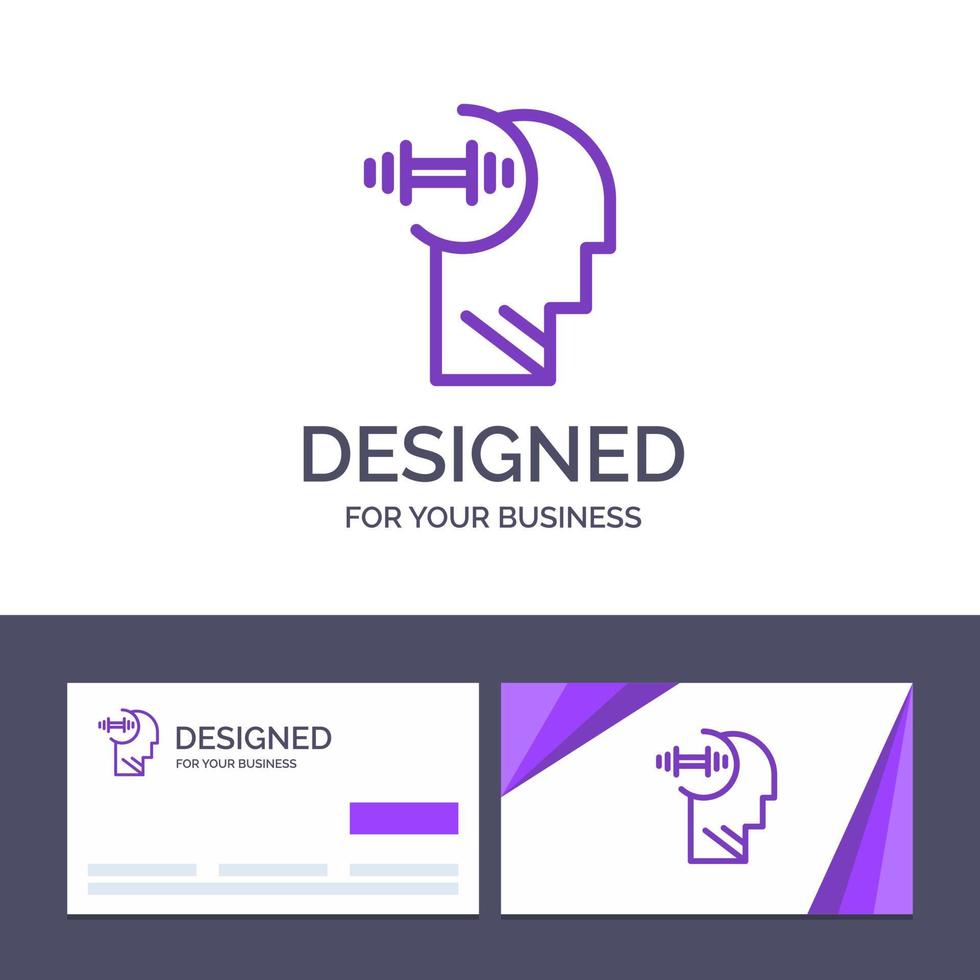 Creative Business Card and Logo template Training Brian Dumbbell Head Vector Illustration