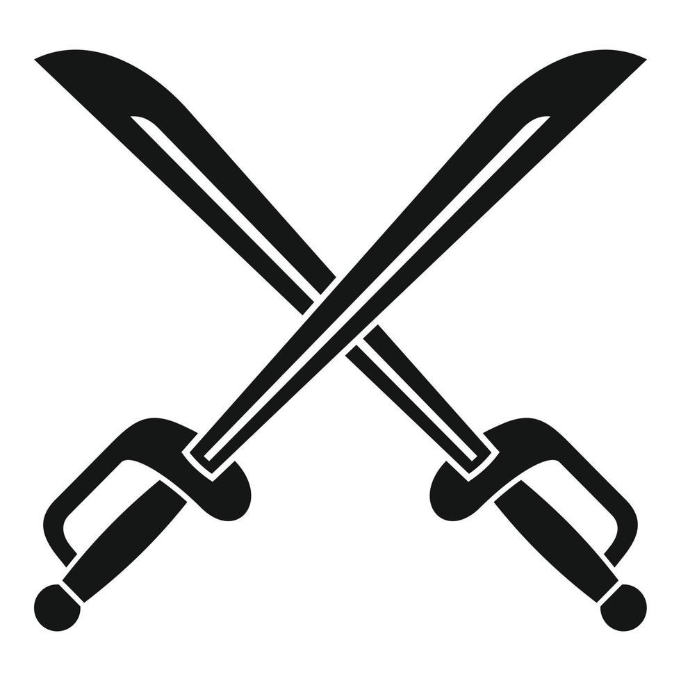 Warrior crossed sword icon, simple style vector