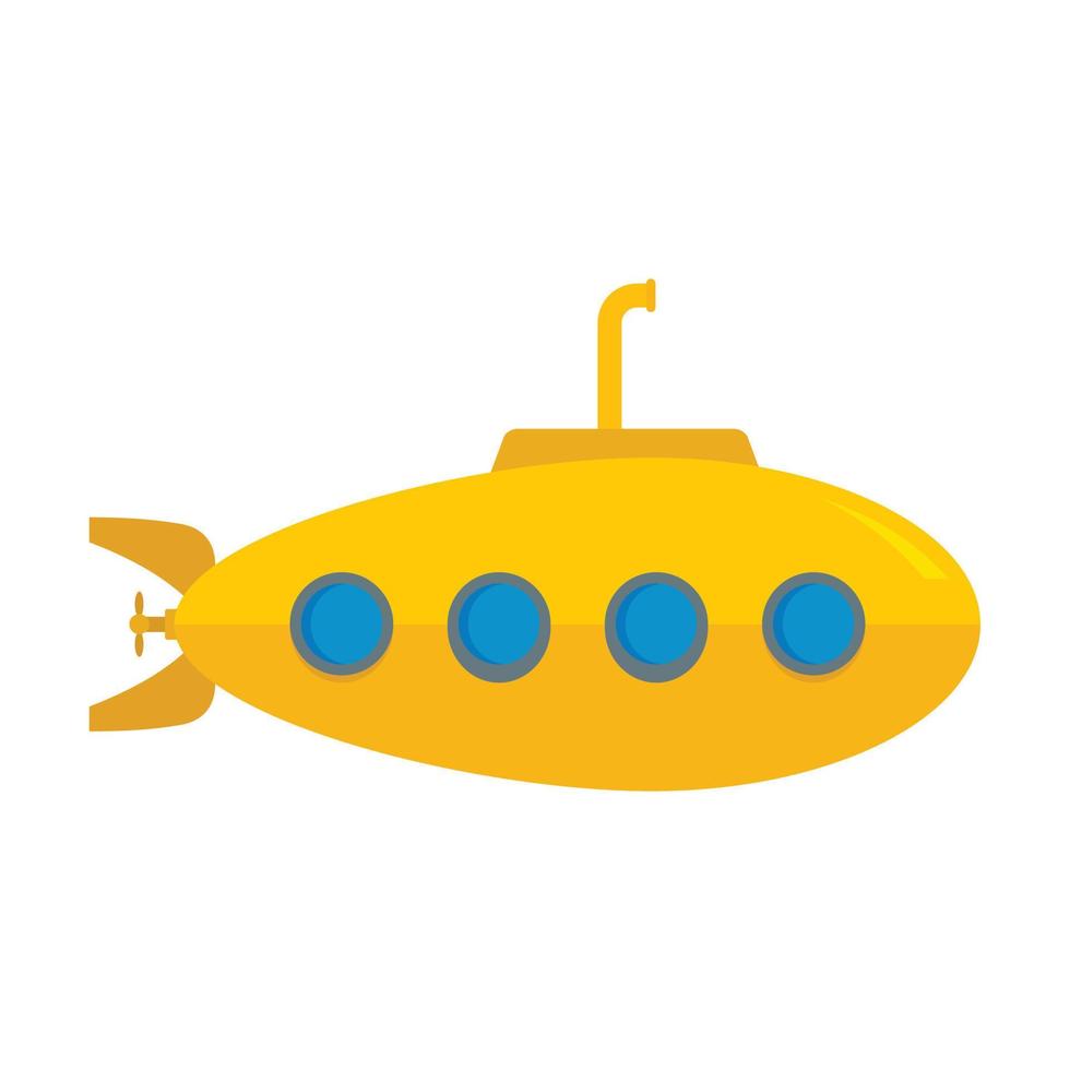 icono de submarino amarillo, estilo plano vector