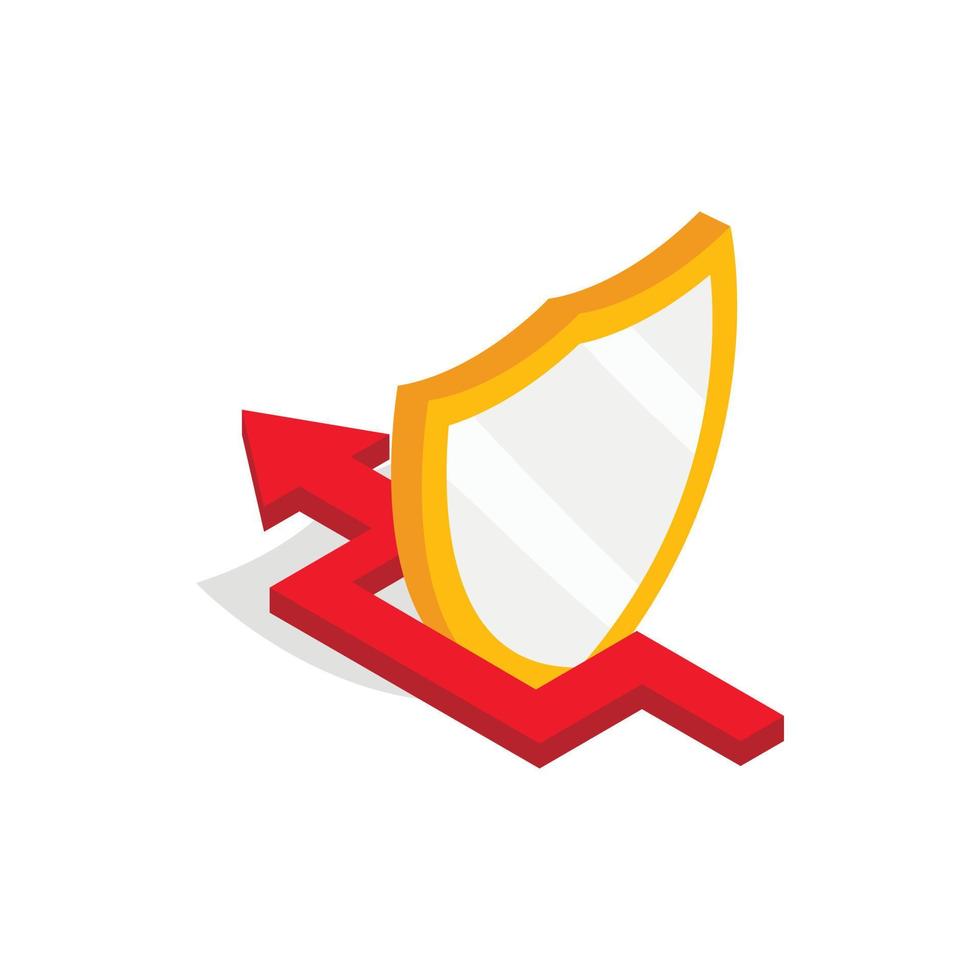 Protection shield and red arrow icon vector