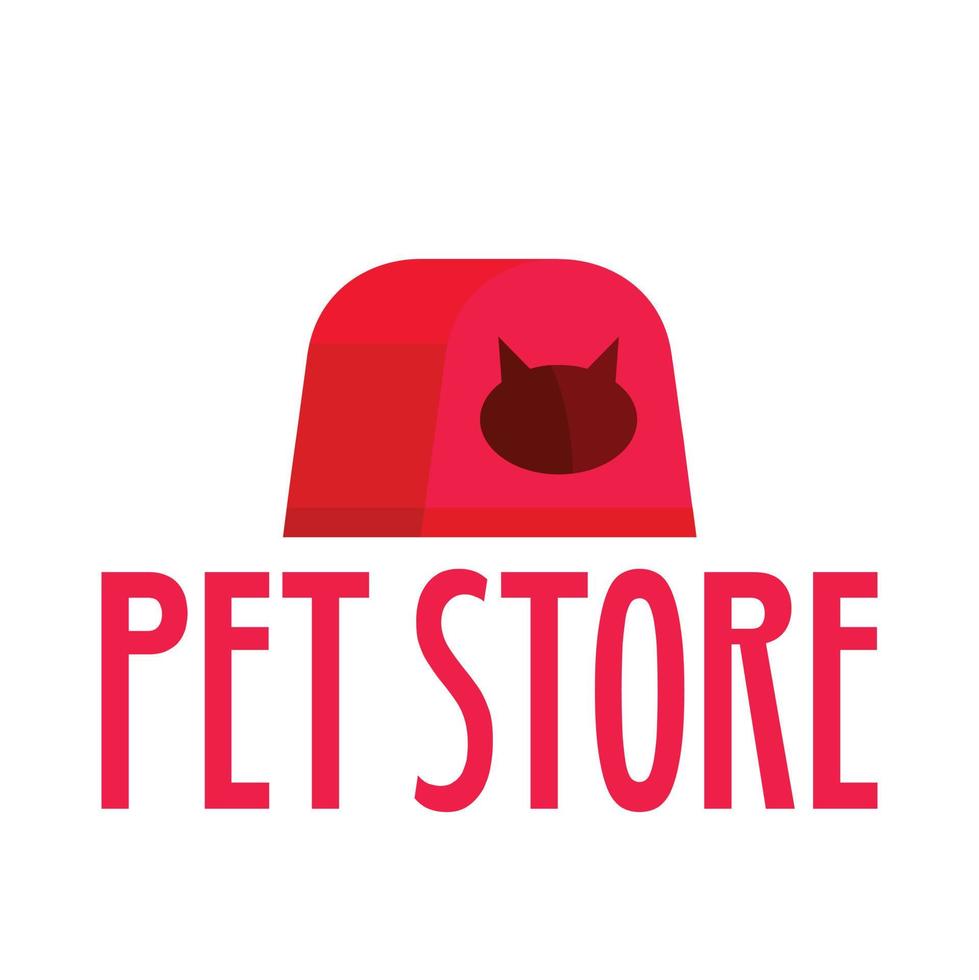 Cat box pet store logo, flat style vector