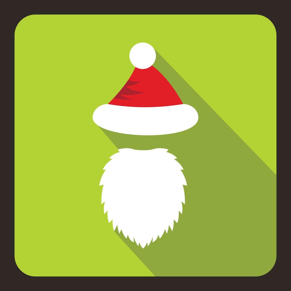 Red hat with pompom and long beard of Santa Claus vector