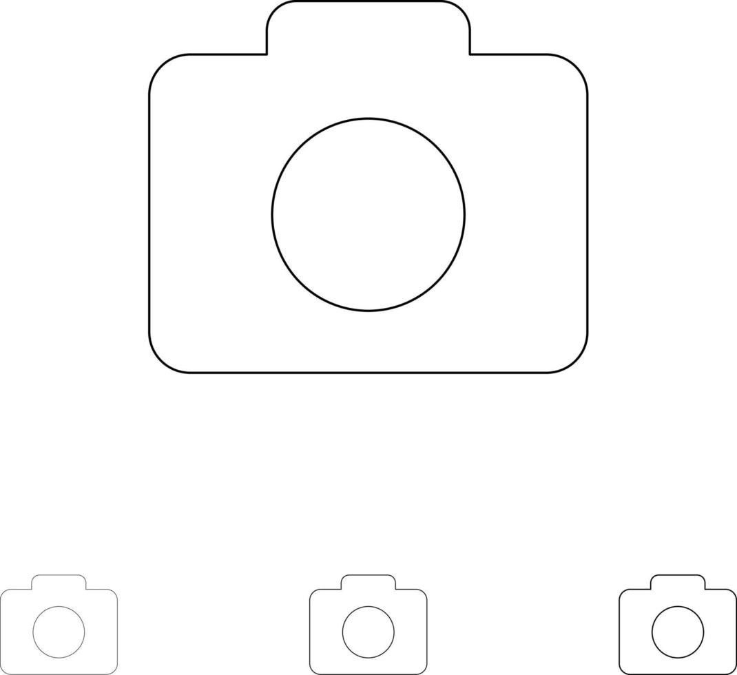 imagen de cámara de instagram conjunto de iconos de línea negra en negrita y delgada vector