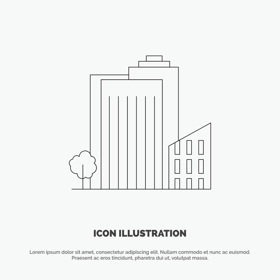 Building Build Dormitory Tower Real Estate Line Icon Vector