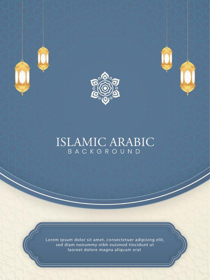 Islamic Arabic White Background with Geometric Pattern Border Frame and Beautiful Ornament vector