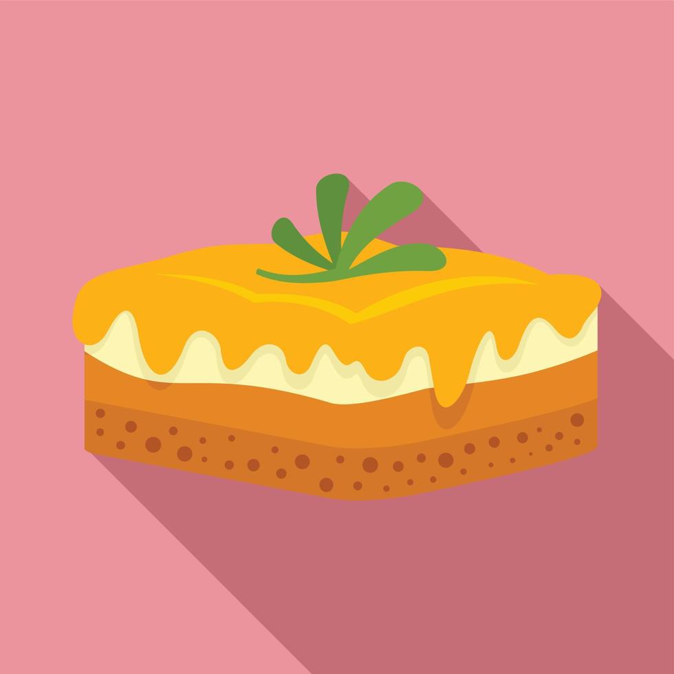 icono de tarta de queso griego, tipo plano vector