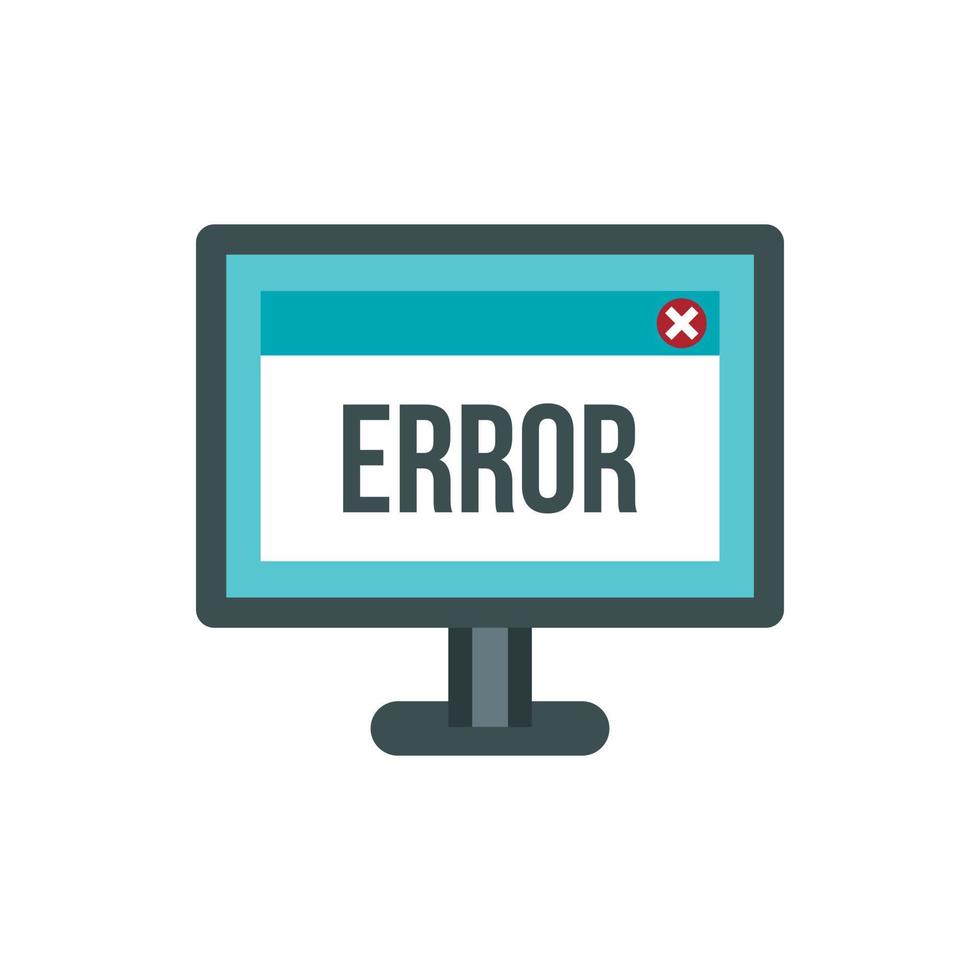 Monitor error icon, flat style vector