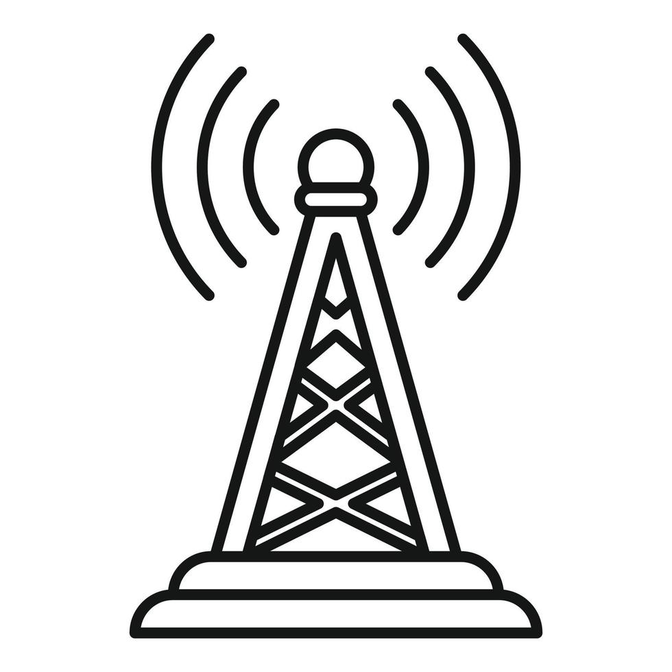 icono de la torre de radio tv, estilo de contorno vector