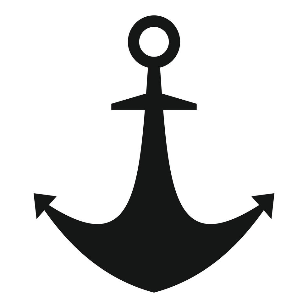 icono de ancla marina, estilo simple vector