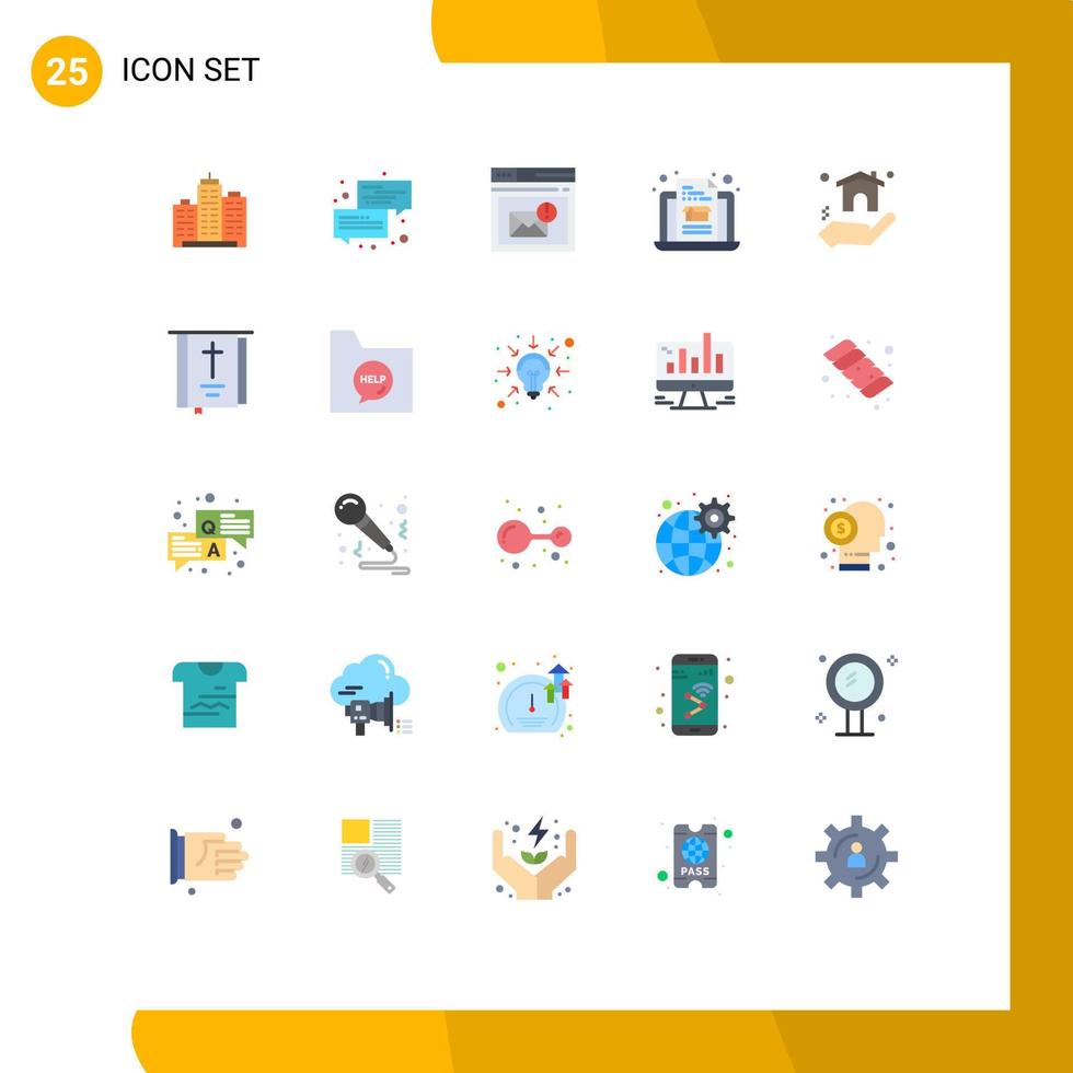 Universal Icon Symbols Group of 25 Modern Flat Colors of laptop page conversation mail browser Editable Vector Design Elements