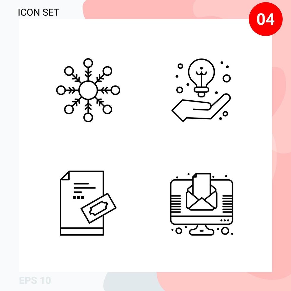 Vector Pack of 4 Icons in Line Style Creative Outline Pack isolated on White Background for Web and Mobile Creative Black Icon vector background