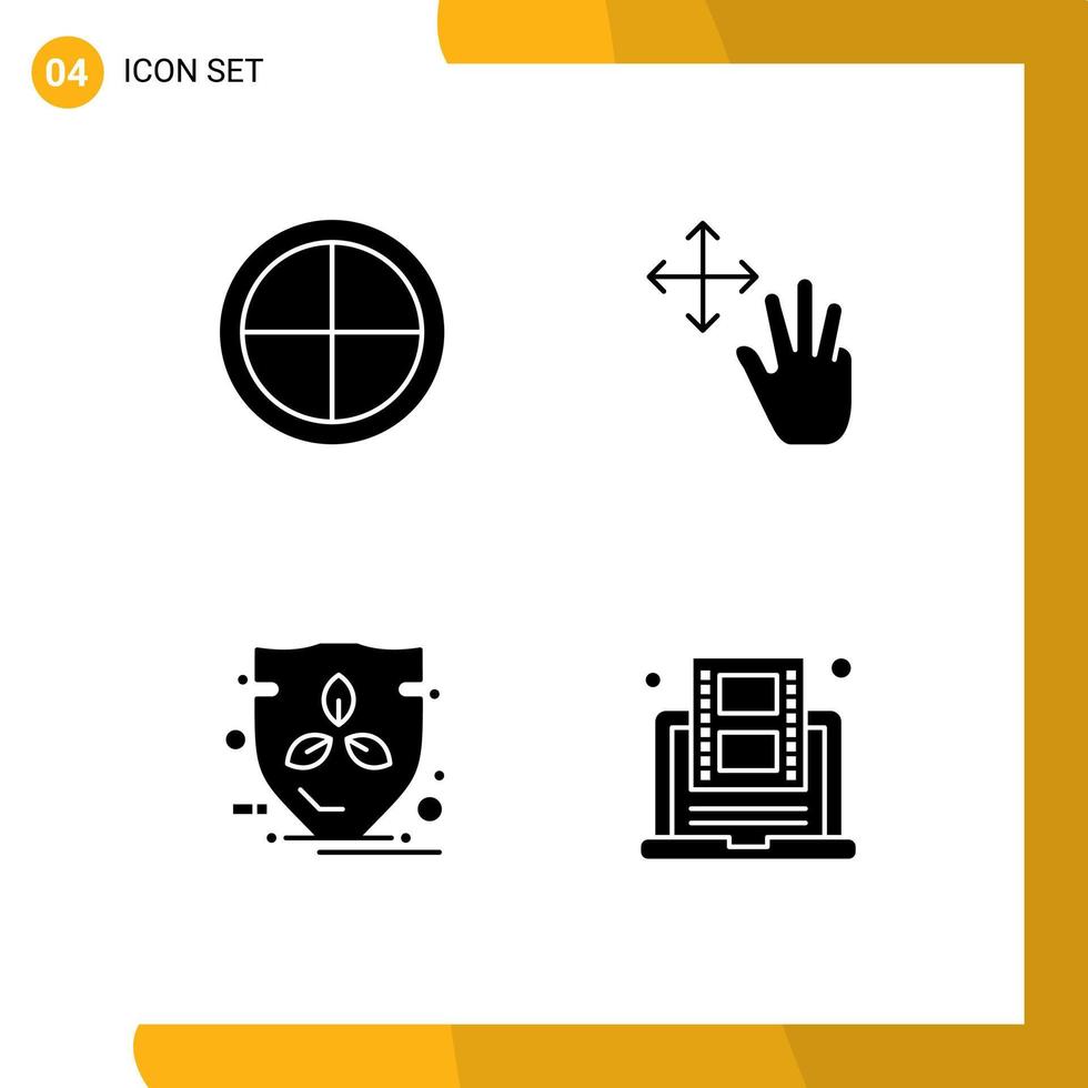 4 Thematic Vector Solid Glyphs and Editable Symbols of army eco soldier finger protection Editable Vector Design Elements