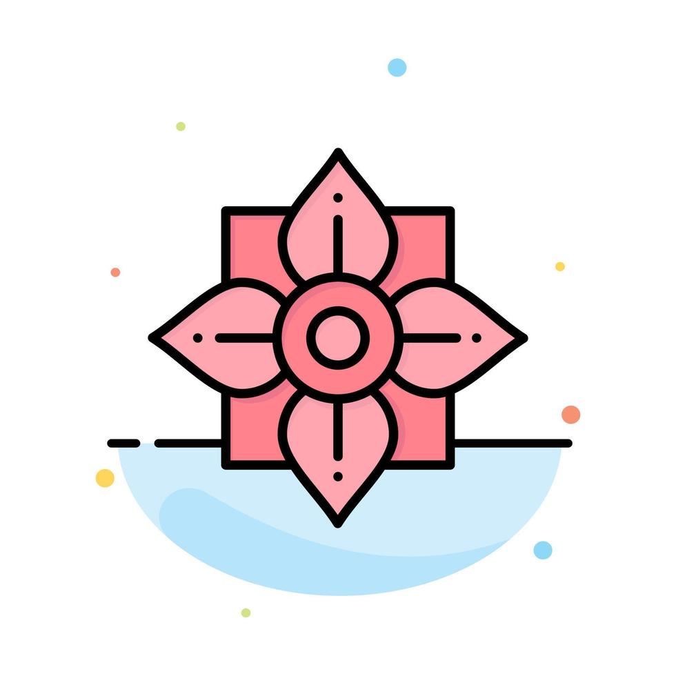 Flower Decoration China Chinese Abstract Flat Color Icon Template vector