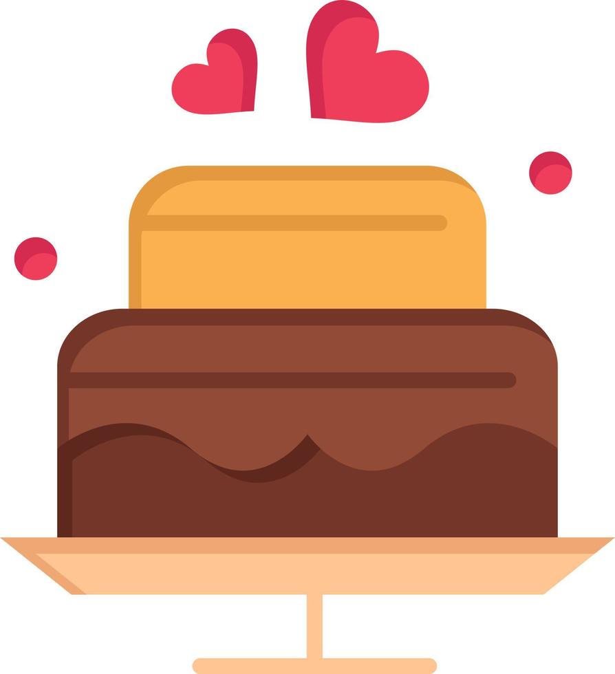 Cake Love Heart Wedding  Flat Color Icon Vector icon banner Template