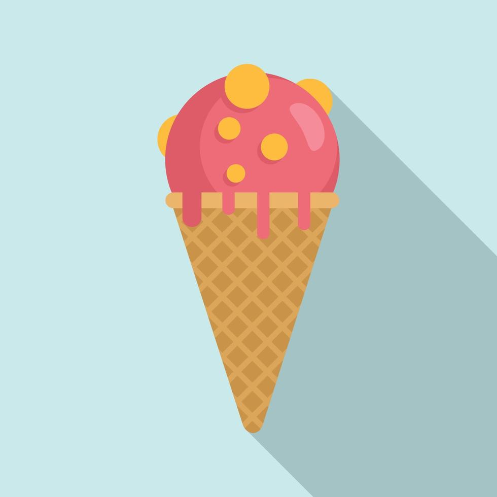 icono de cono de helado, estilo plano vector