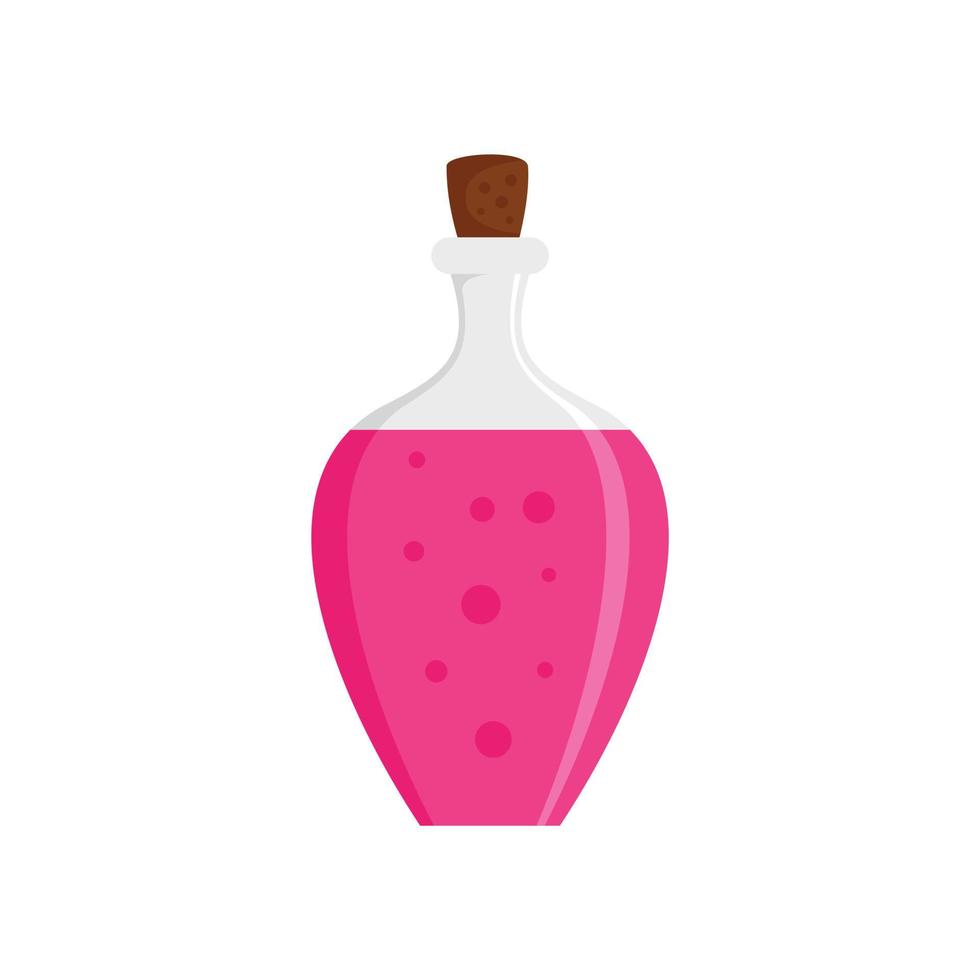 icono de botella de poción rosa, estilo plano vector