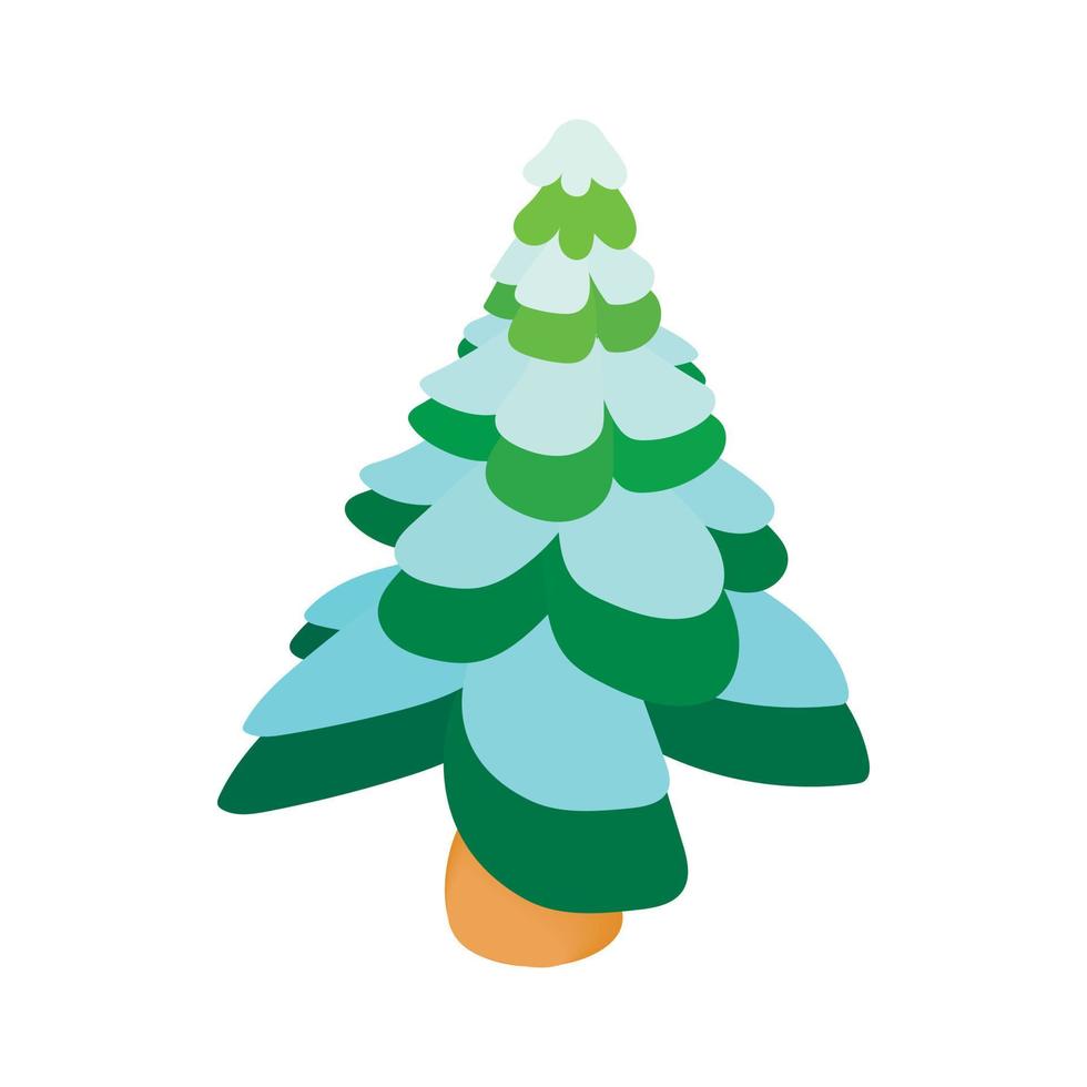 Snowy fir icon, cartoon style vector