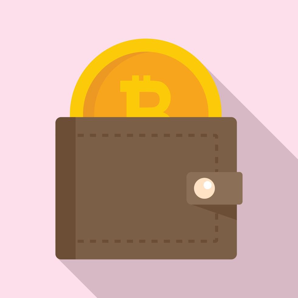 icono de monedero digital bitcoin, estilo plano vector