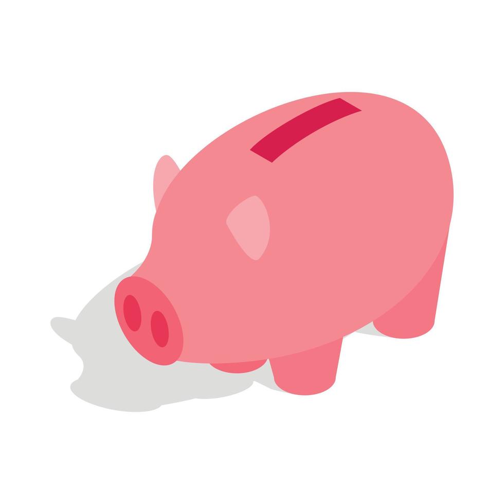 Piggy bank icon, isometric 3d style vector