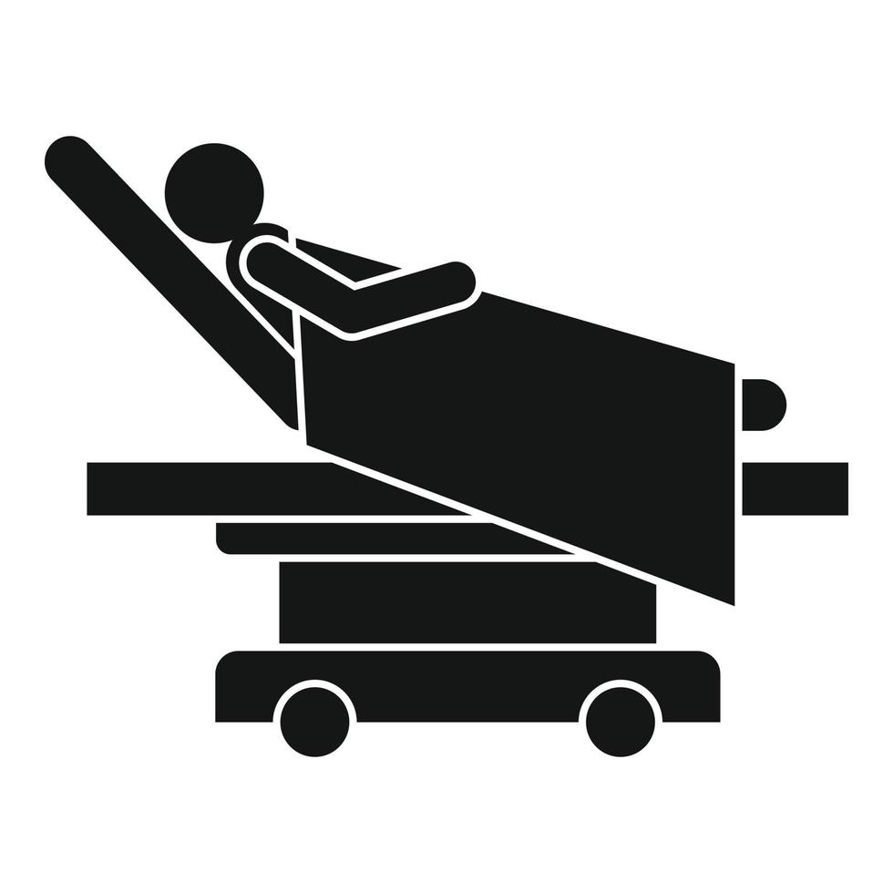 hombre en el icono de la cama del hospital, estilo simple vector