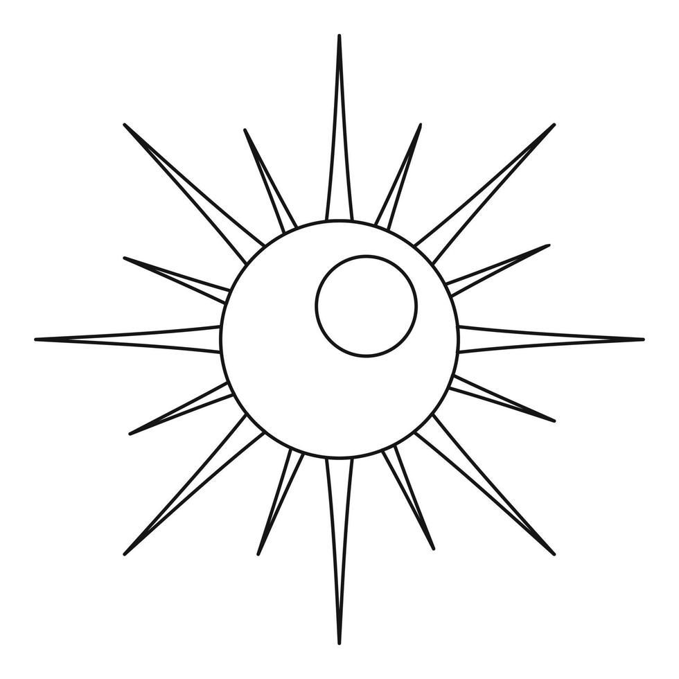 icono de sol, estilo de contorno. vector