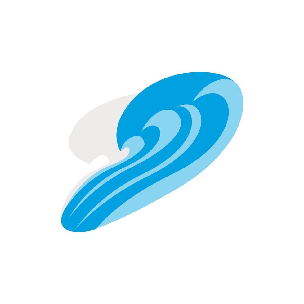 Blue wave icon, isometric 3d style vector