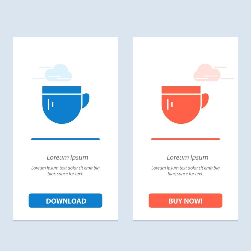 Cup Tea Coffee Basic  Blue and Red Download and Buy Now web Widget Card Template vector