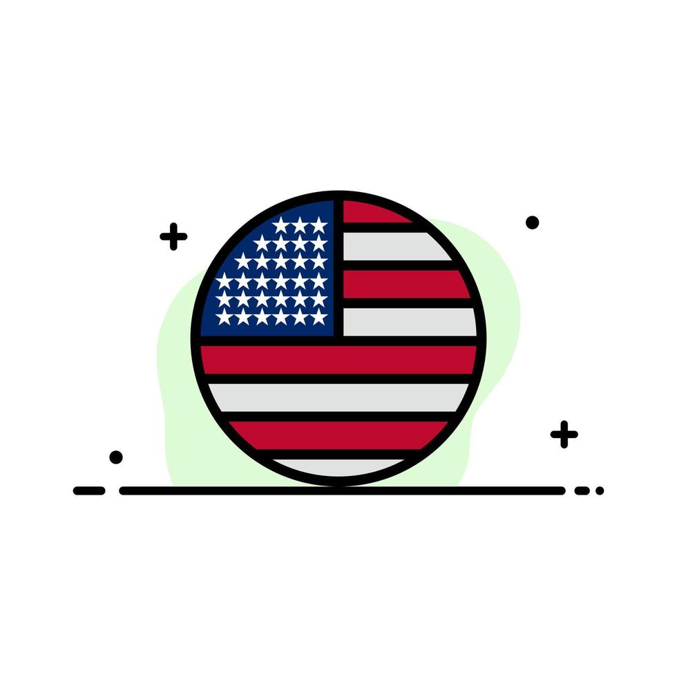 bandera americana acción de gracias usa línea plana de negocios lleno icono vector banner plantilla