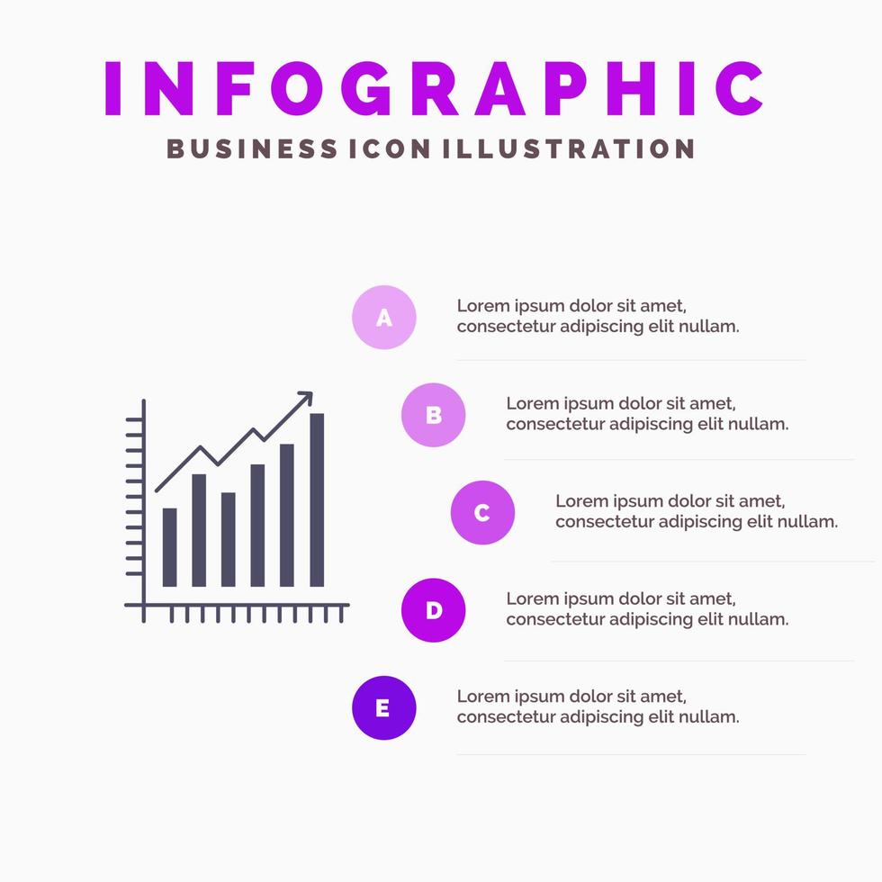 gráfico análisis negocio diagrama marketing estadísticas tendencias sólido icono infografía 5 pasos presentación antecedentes vector