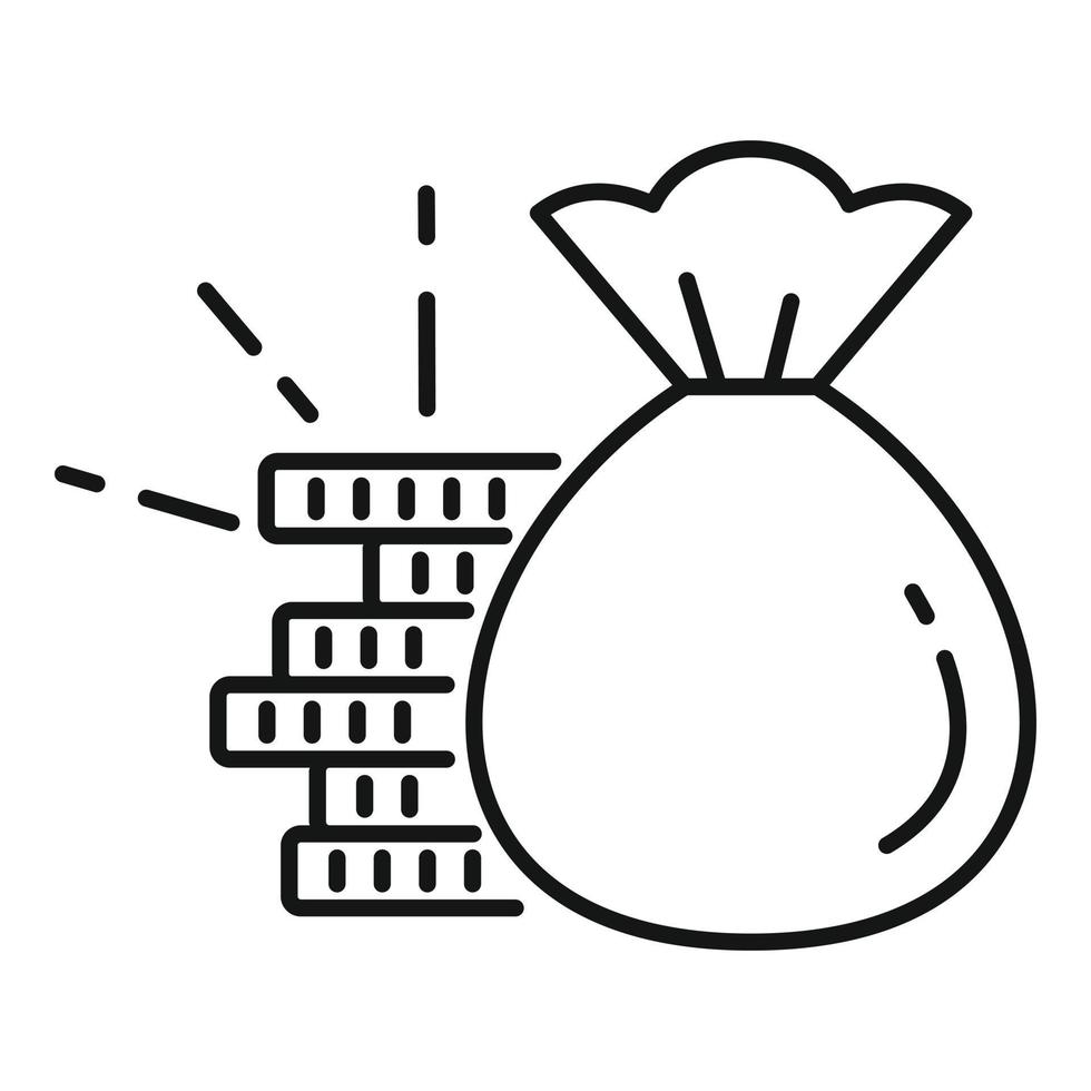 Full money coin bag icon, outline style vector