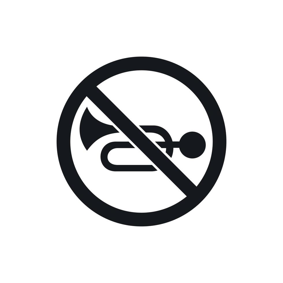 No horn traffic sign icon, simple style vector