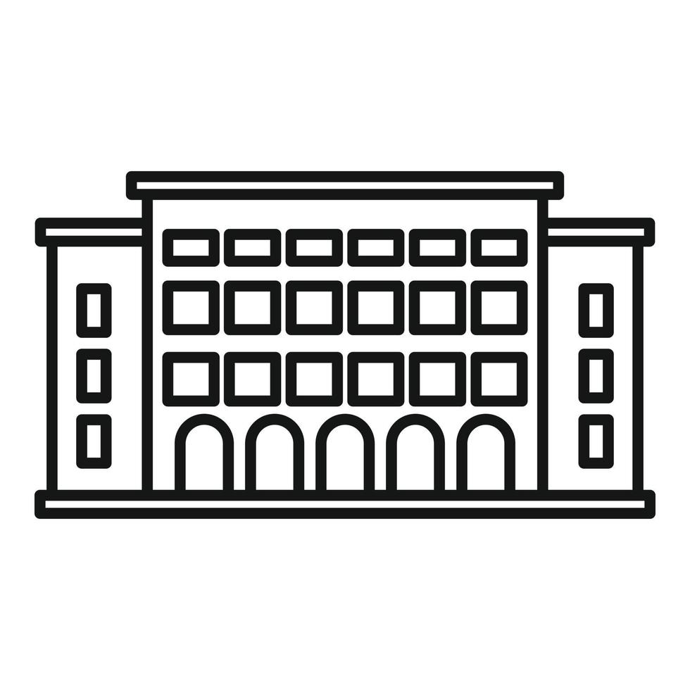 icono de edificio de biblioteca, estilo de esquema vector