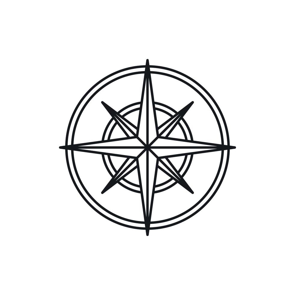Compass wind rose icon, outline style vector