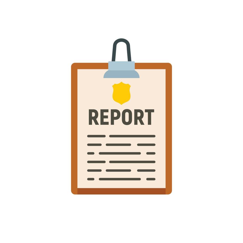 Police report clipboard icon, flat style vector