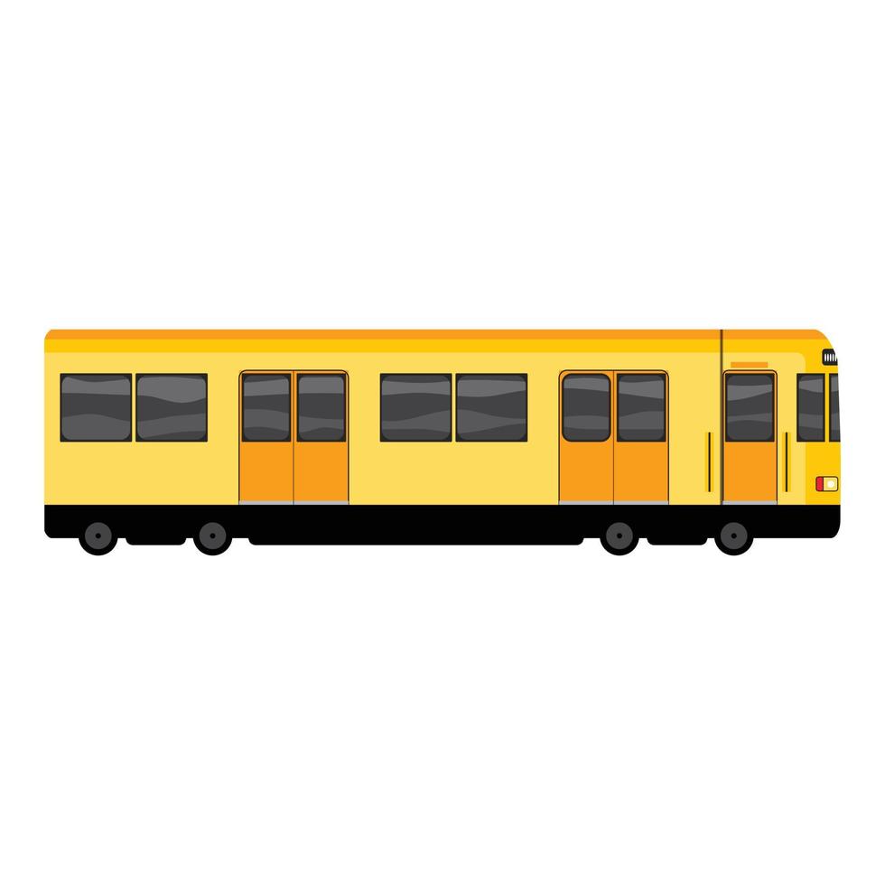 Yellow subway train icon, cartoon style vector