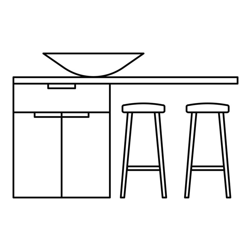 icono de mesa de cocina moderna, estilo de esquema vector