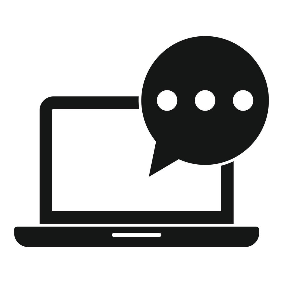 Laptop chat icon, simple style vector