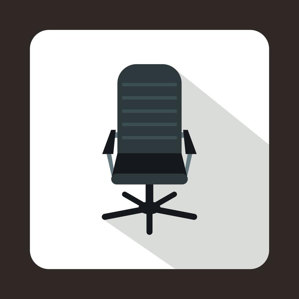 icono de silla de oficina de cuero negro, estilo plano vector