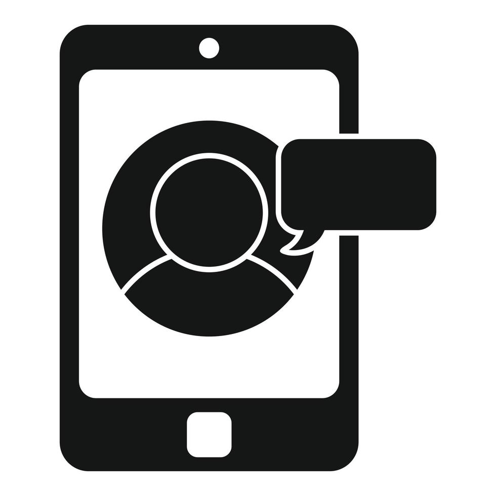 Smartphone chat center icon, simple style vector