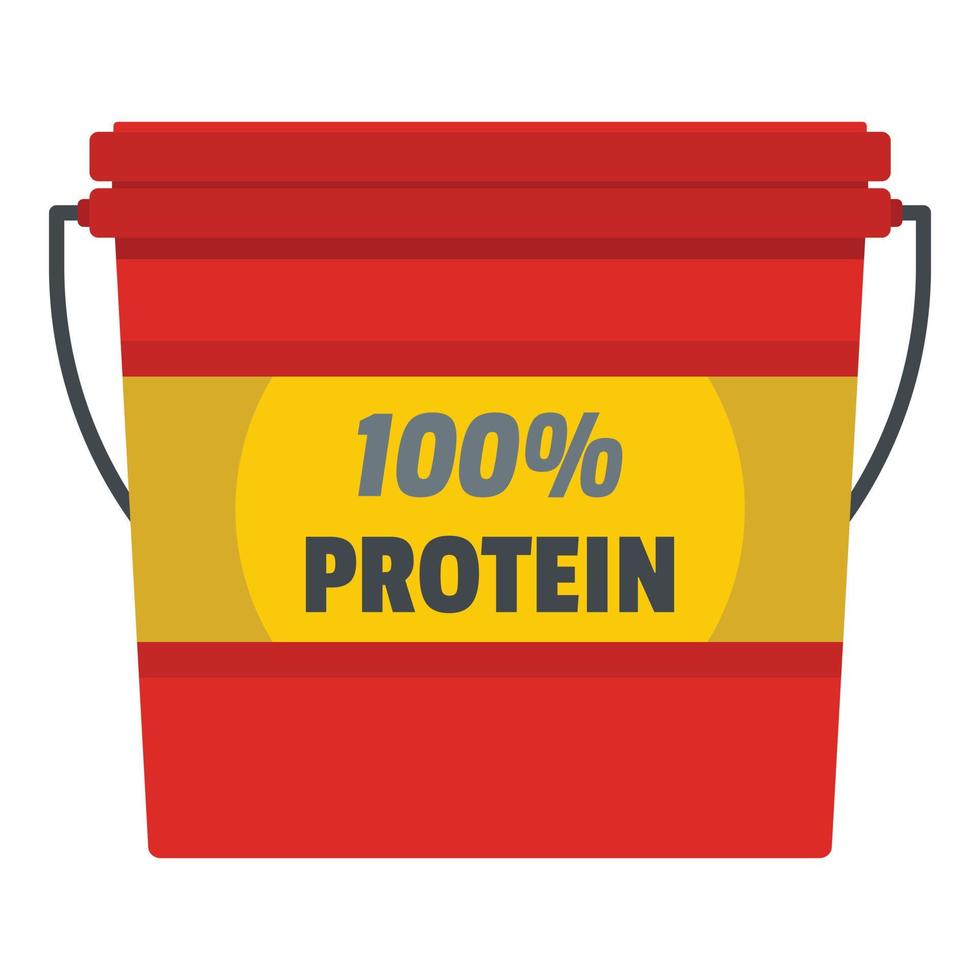 Protein bucket icon, flat style. vector