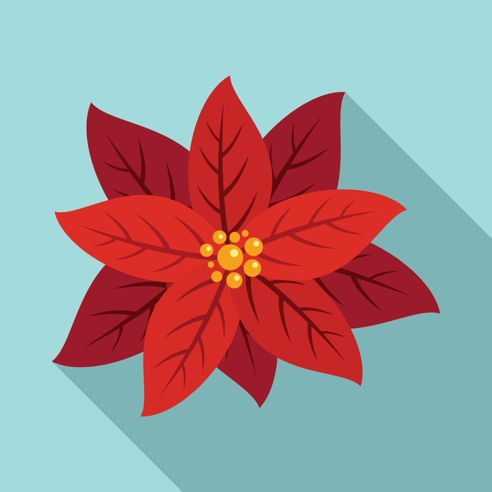 Traditional poinsettia icon, flat style vector