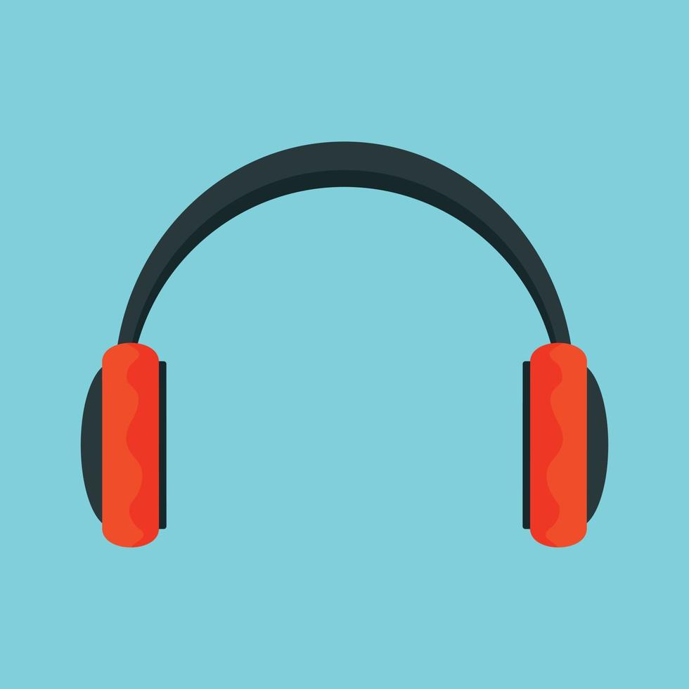 Red headphones icon, flat style vector