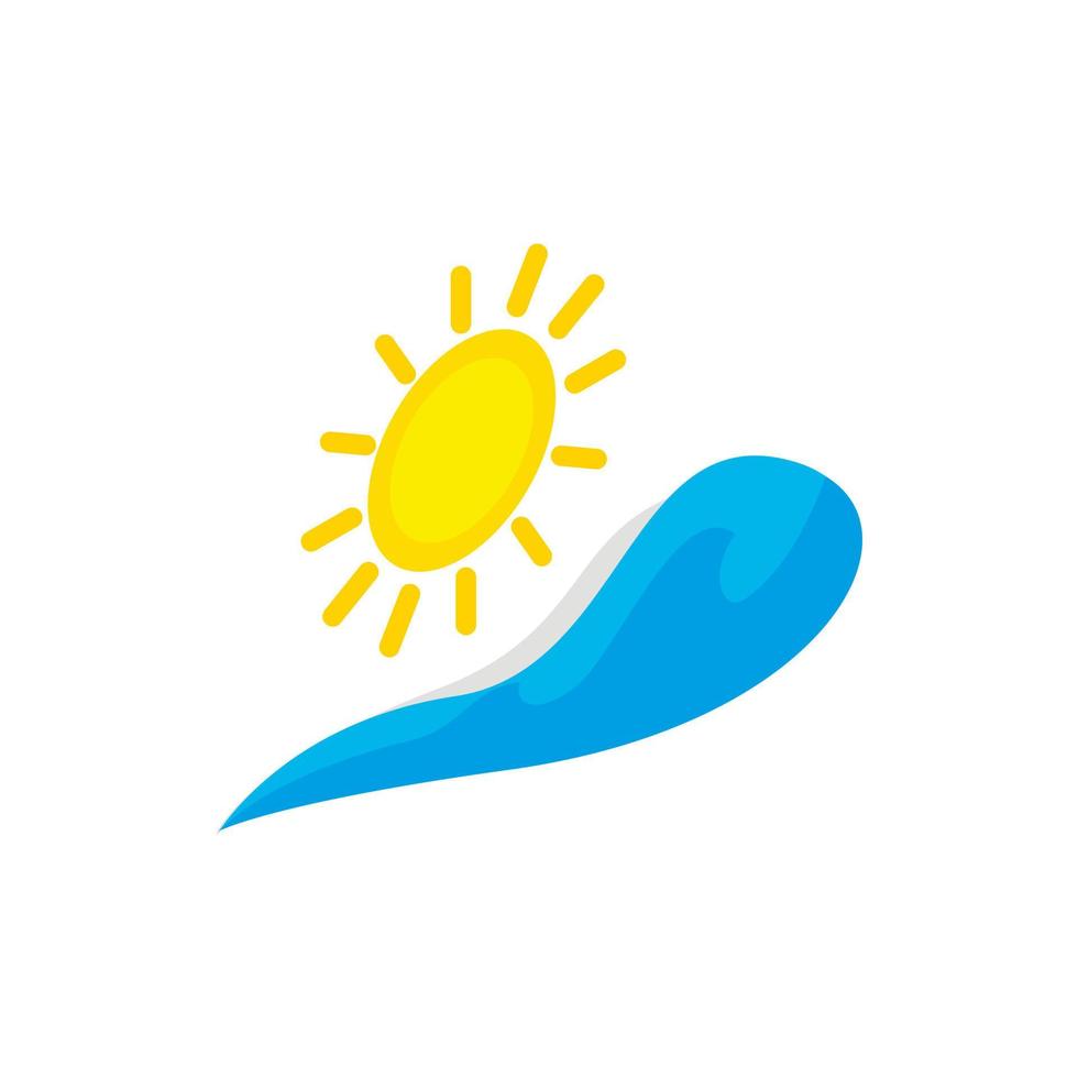 Sun and wave icon, isometric 3d style vector