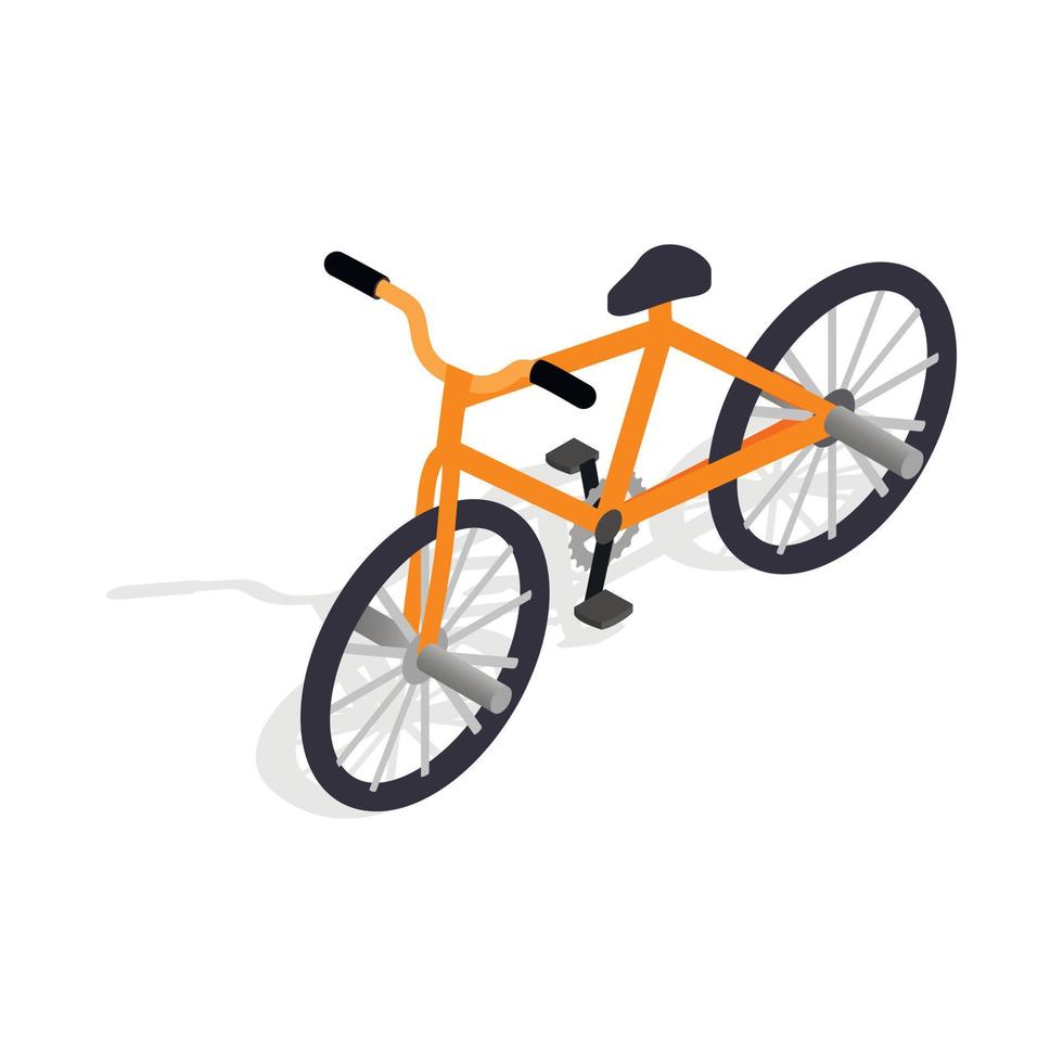 icono de bicicleta naranja, estilo 3d isométrico vector